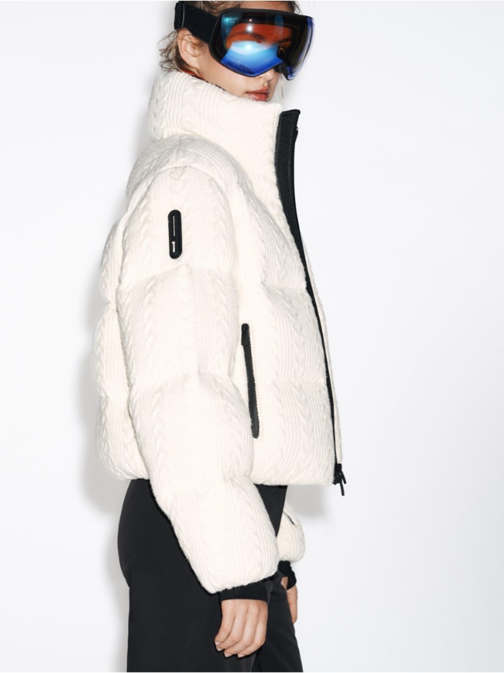 Zara White Faux Shearling Padded Anorak Jacket